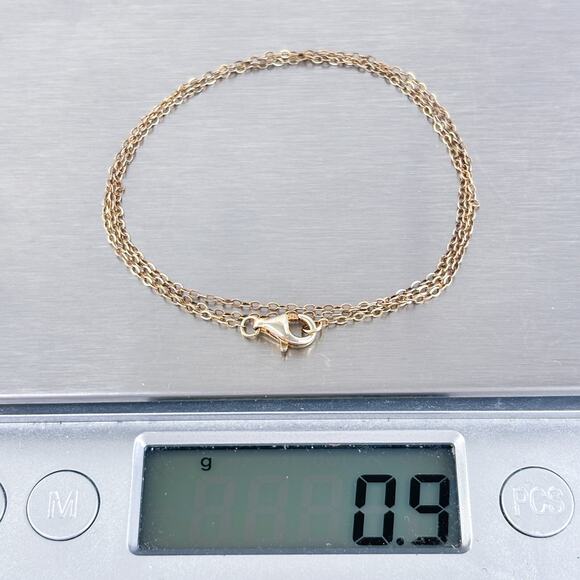 Vintage Sterling Silver 925 1.1mm Gold Tone Cable Chain Necklace 18" - Picture 3 of 3